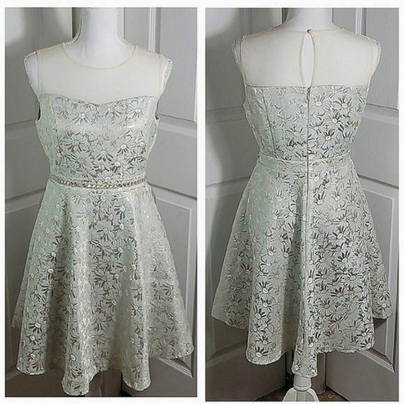 Ryu Mint Sleeveless Brocade A-Line Dress - Picture 1 of 16